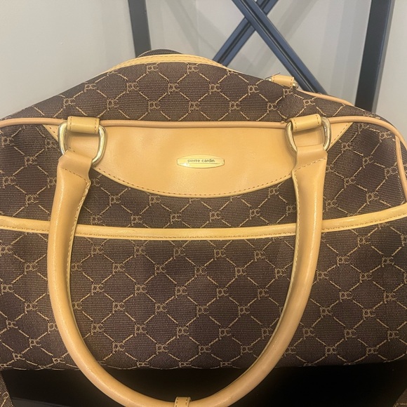 Vintage Pierre Cardin Elegant Brown and Tan Travel Bag - Picture 1 of 8